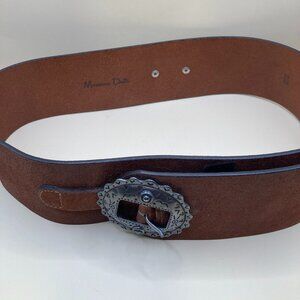 Spanish Leather Women's Belt  Western Style w/Silver Adornments  Size 28 Massimo